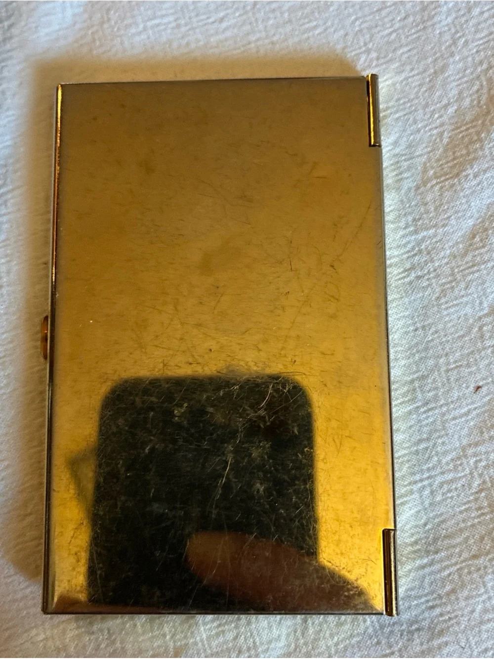 Vintage Art Deco Style Gold-Tone Business Card Holder & Compact Case Flapper EUC